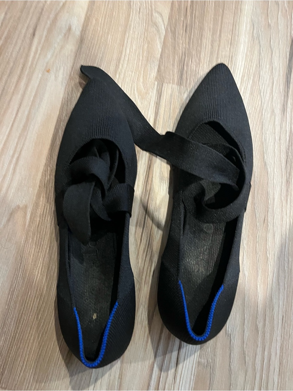 Rothy's Black Bow Pointed Toe Flats - Picture 2 of 4